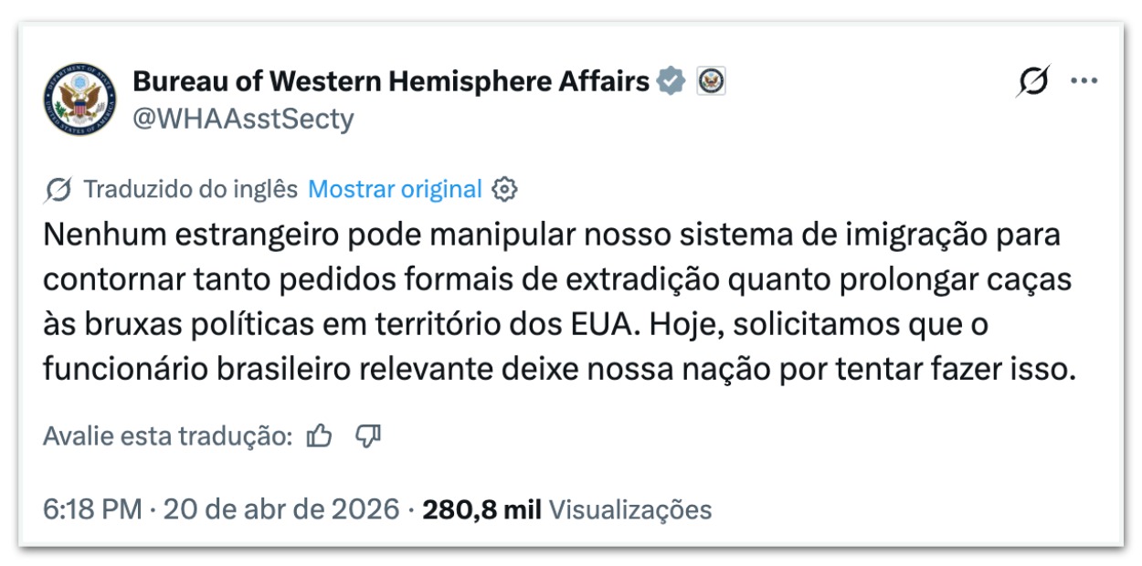 PF retira credenciais de agente dos EUA em resposta a expulsão